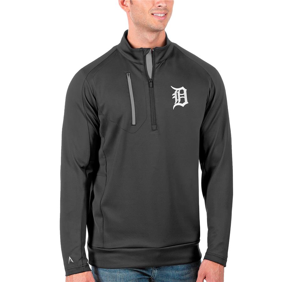 Detroit Tigers Antigua Generation Quarter-Zip Pullover Jacket - Gray