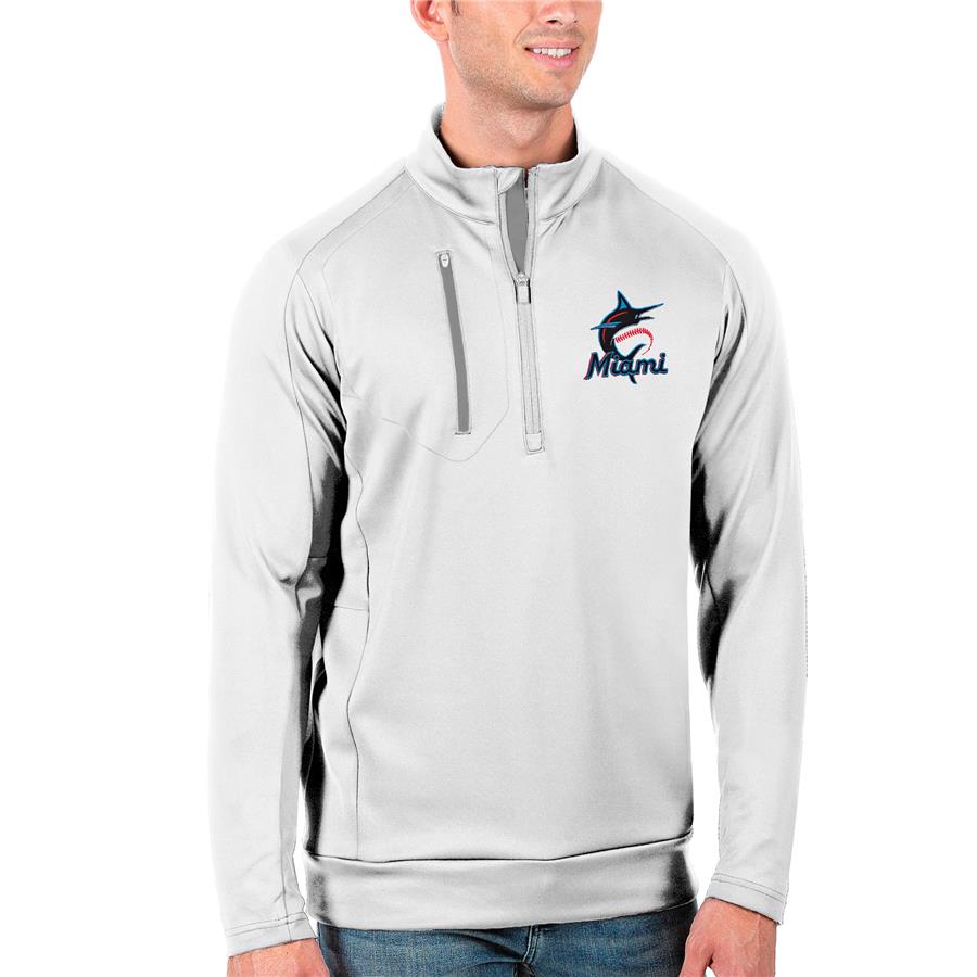 Miami Marlins Antigua Generation Quarter-Zip Pullover Jacket - White