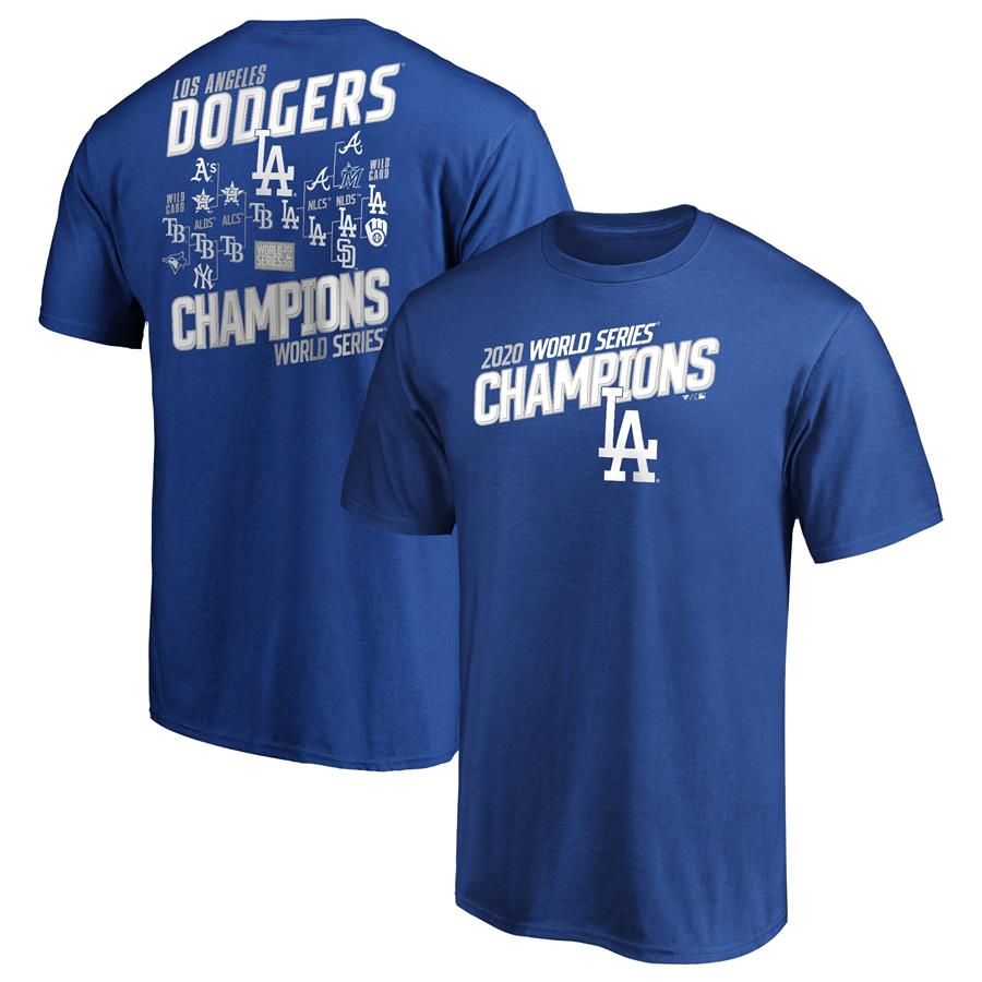 Los Angeles Dodgers Fanatics Branded 2020 World Series Champions Milestone Schedule T-Shirt - Royal