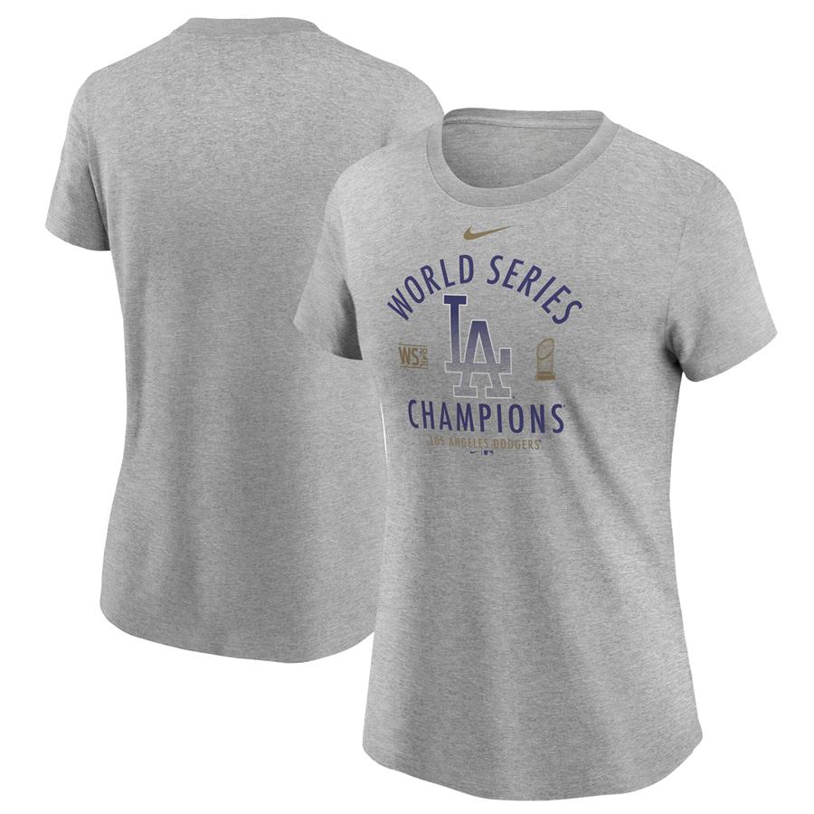 Los Angeles Dodgers Nike Women's 2020 World Series Champions T-Shirt - Heather Charcoal