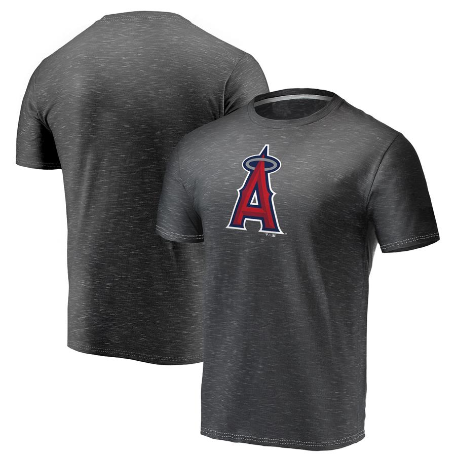 Los Angeles Angels Fanatics Branded Official Logo Space Dye T-Shirt - Charcoal