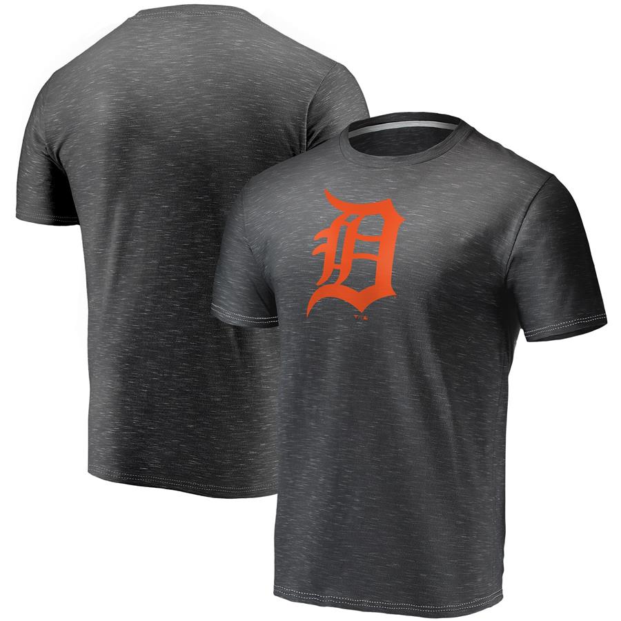 Detroit Tigers Fanatics Branded Official Logo Space Dye T-Shirt - Charcoal