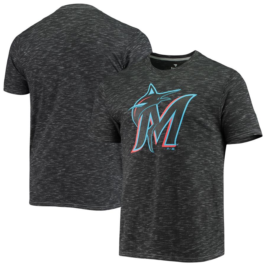 Miami Marlins Fanatics Branded Official Logo Space Dye T-Shirt - Charcoal