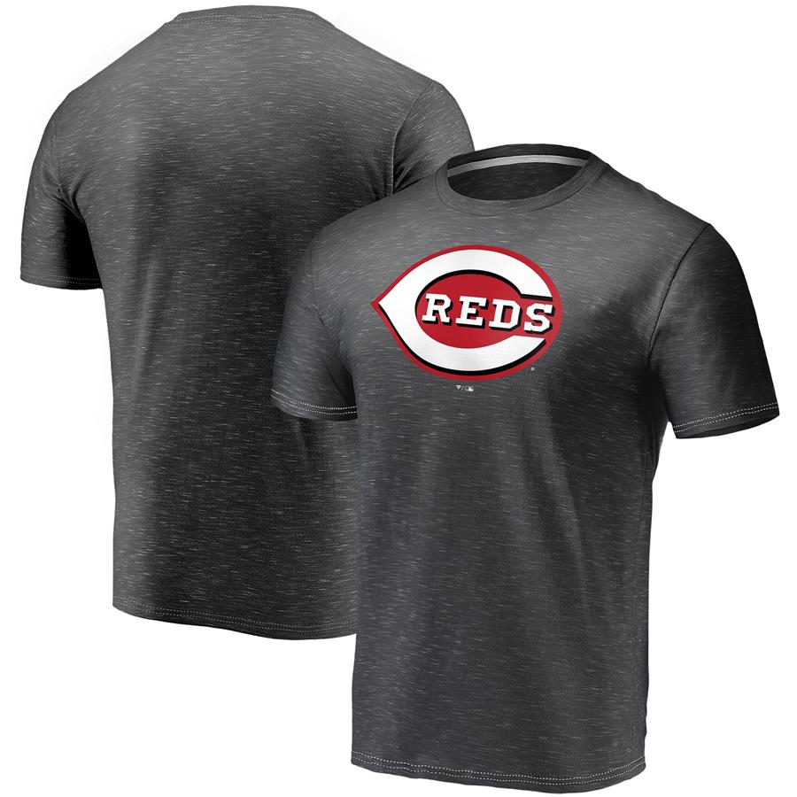 Cincinnati Reds Fanatics Branded Official Logo Space Dye T-Shirt - Charcoal
