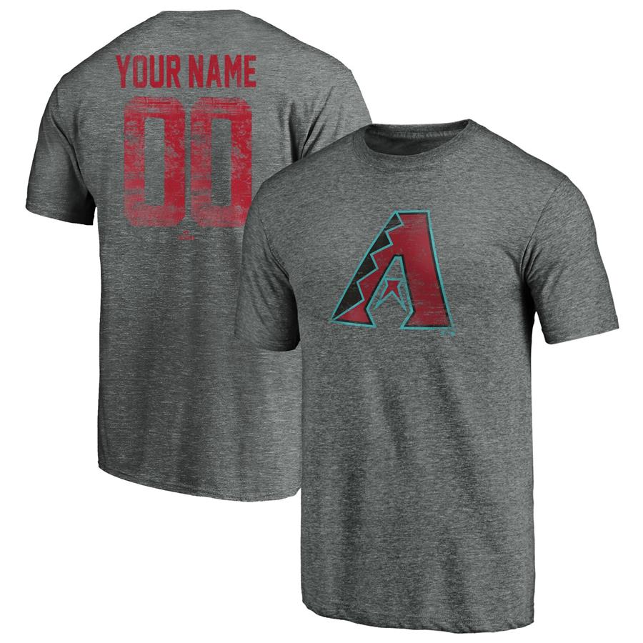 Arizona Diamondbacks Fanatics Branded Personalized Heritage Tri-Blend T-Shirt - Heathered Gray