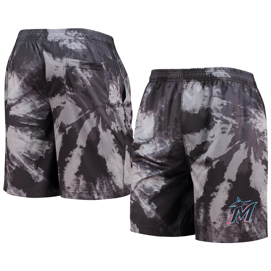 Miami Marlins FOCO Tie-Dye Training Shorts - Black