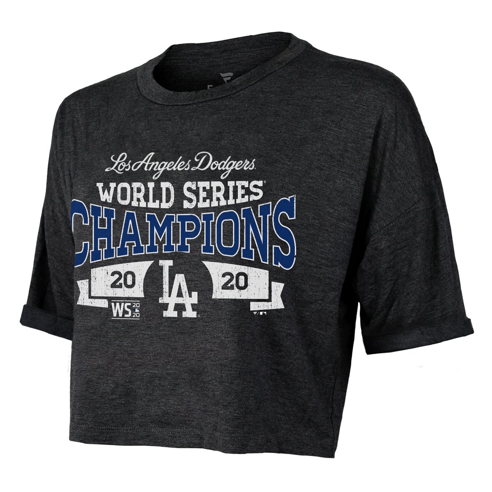 Los Angeles Dodgers Fanatics Branded Women's 2020 World Series Champions Mountain Top Crop T-Shirt - Black