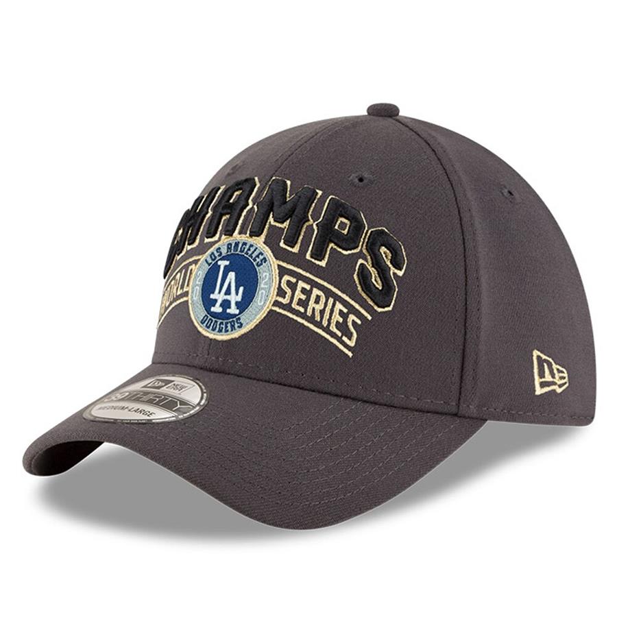 Los Angeles Dodgers New Era 2020 World Series Champions Locker Room Replica 39THIRTY Flex Hat - Graphite