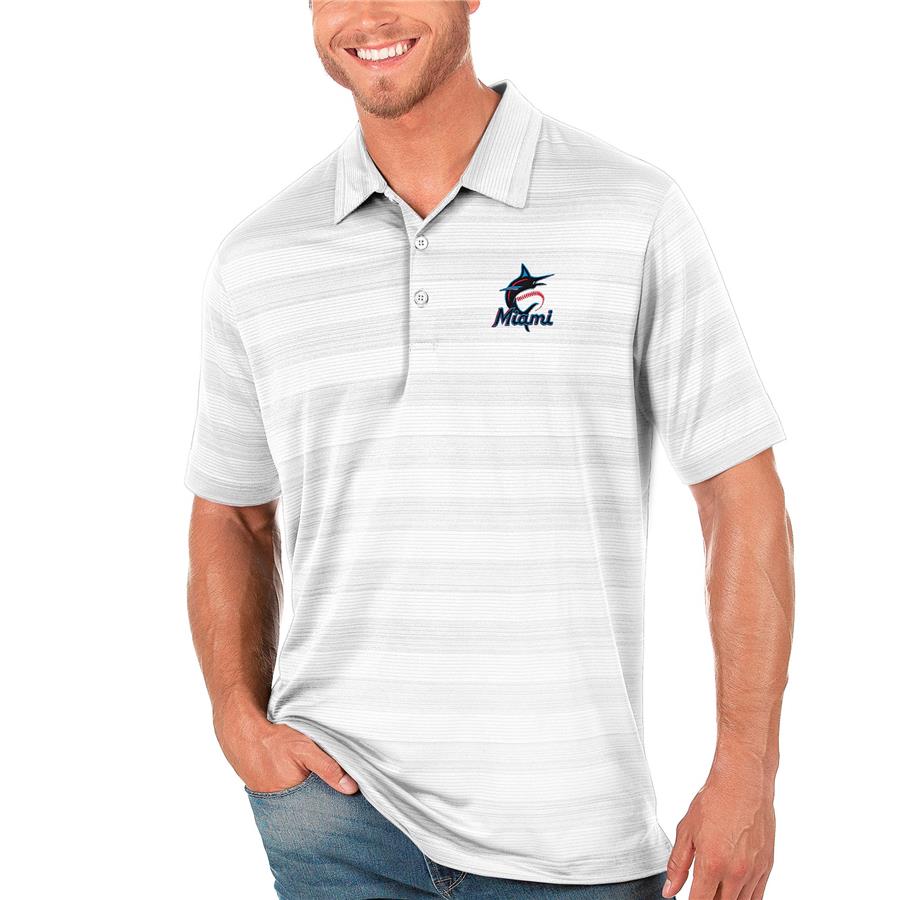 Miami Marlins Antigua Compass Polo - White