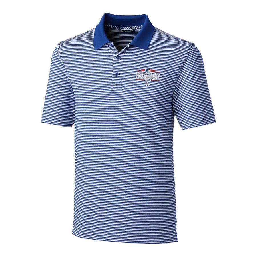 Los Angeles Dodgers Cutter & Buck 2020 World Series Champions Stripe Forge Polo - Royal