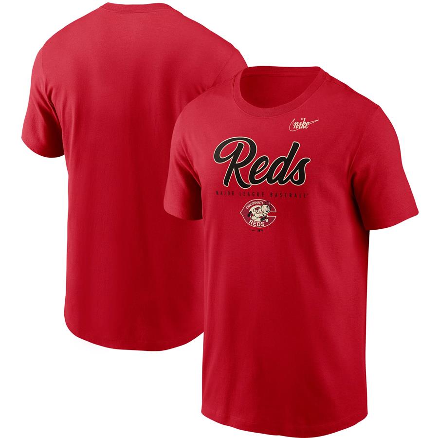 Cincinnati Reds Nike Cooperstown Collection Wordmark Script Logo T-Shirt - Red