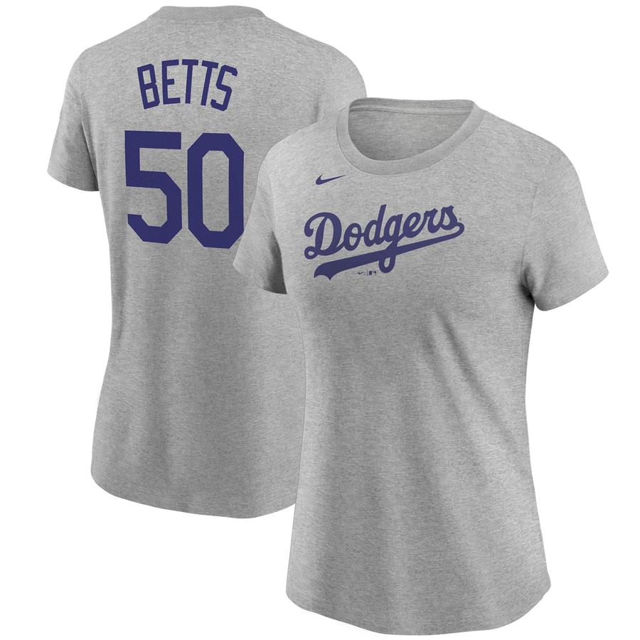 Mookie Betts Los Angeles Dodgers Nike Women's Name & Number T-Shirt - Heathered Gray