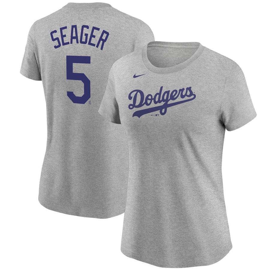 Corey Seager Los Angeles Dodgers Nike Women's Name & Number T-Shirt - Heathered Gray
