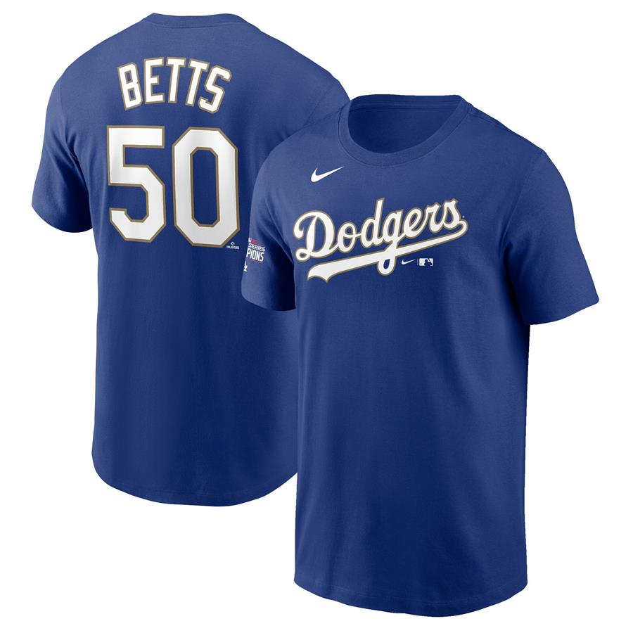 Mookie Betts Los Angeles Dodgers Nike 2021 Gold Program Name & Number T-Shirt - Royal