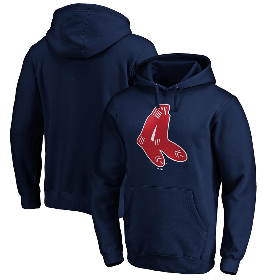 Boston Red Sox Fanatics Branded Cooperstown Collection Huntington Logo Pullover Hoodie - Navy