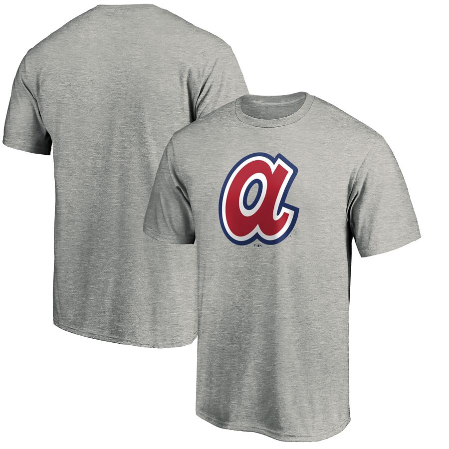 Atlanta Braves Fanatics Branded Cooperstown Collection Huntington Logo T-Shirt - Heathered Gray