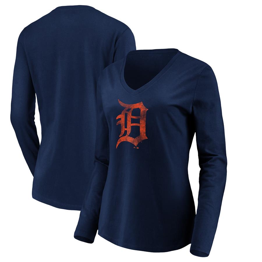 Detroit Tigers Fanatics Branded Women's Core Distressed Team Long Sleeve T-Shirt - Navy
