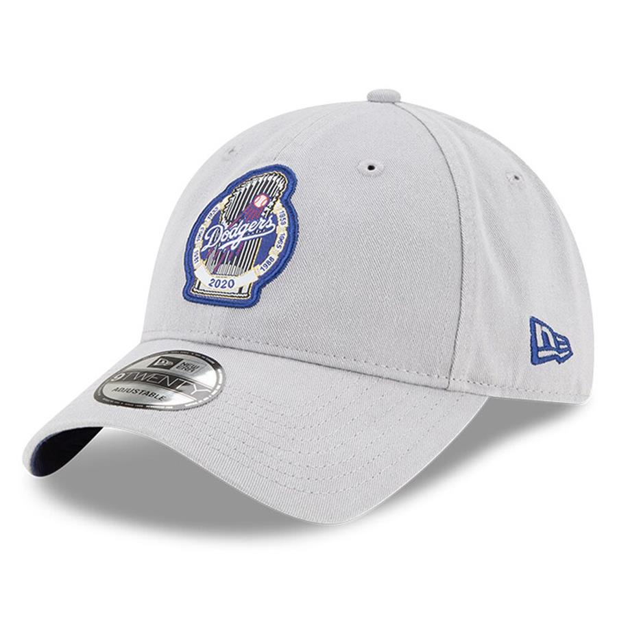 Los Angeles Dodgers New Era MLB 2020 World Series Champions Patch Pride 9TWENTY Adjustable Hat - Gray