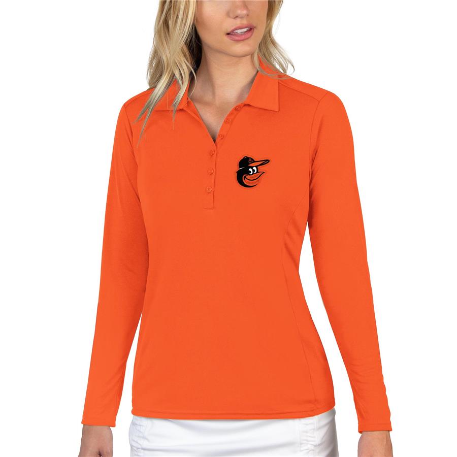 Baltimore Orioles Antigua Women's Tribute Long Sleeve Polo - Orange