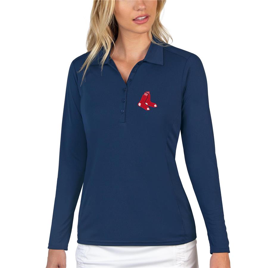 Boston Red Sox Antigua Women's Tribute Long Sleeve Polo - Navy