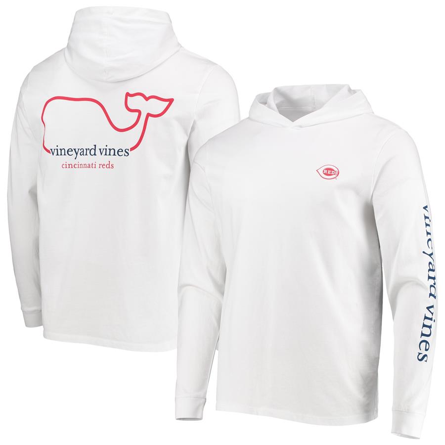 Cincinnati Reds Vineyard Vines Logo Hoodie Long Sleeve T-Shirt - White