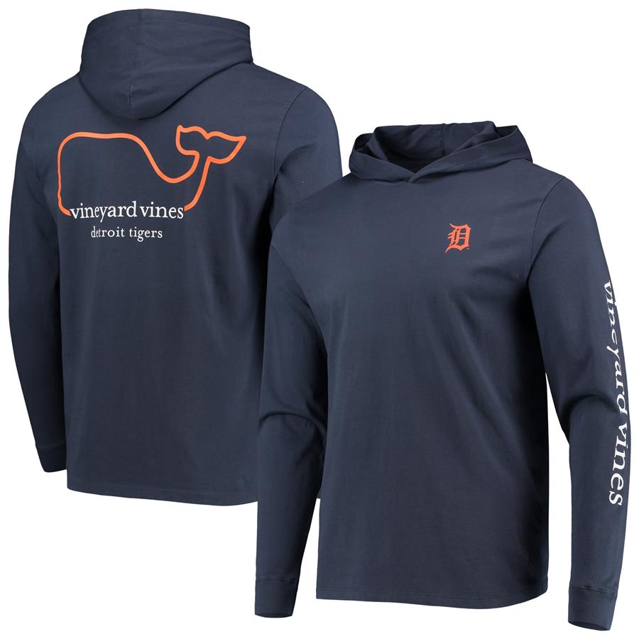 Detroit Tigers Vineyard Vines Logo Hoodie Long Sleeve T-Shirt - Navy