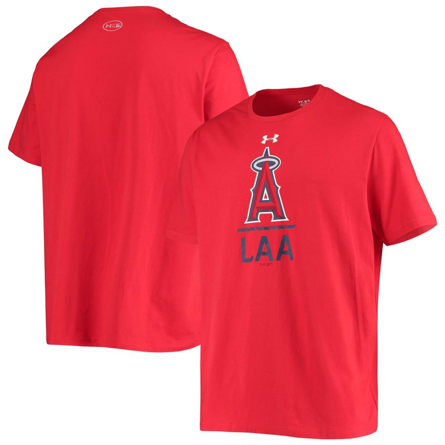 Los Angeles Angels Under Armour Logo Lock-Up Charged Performance T-Shirt - Red