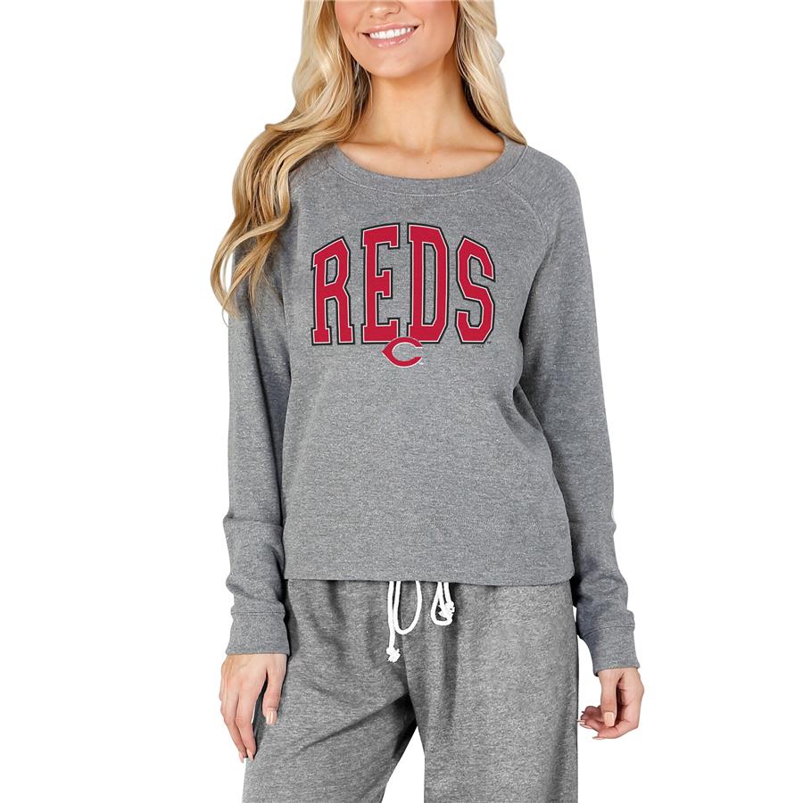 Cincinnati Reds Concepts Sport Women's Mainstream Terry Long Sleeve T-Shirt - Gray