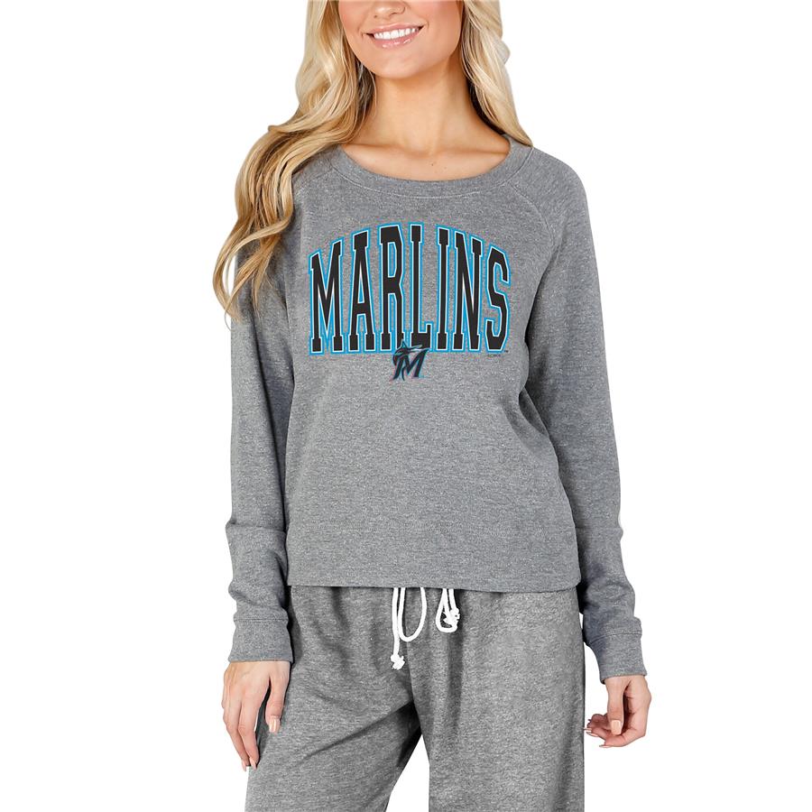 Miami Marlins Concepts Sport Women's Mainstream Terry Long Sleeve T-Shirt - Gray