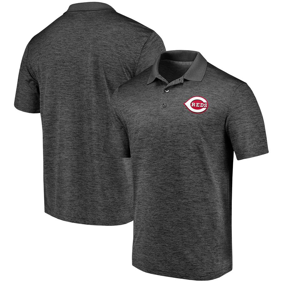 Cincinnati Reds Fanatics Branded Standard Bearer Space Dye Polo - Charcoal