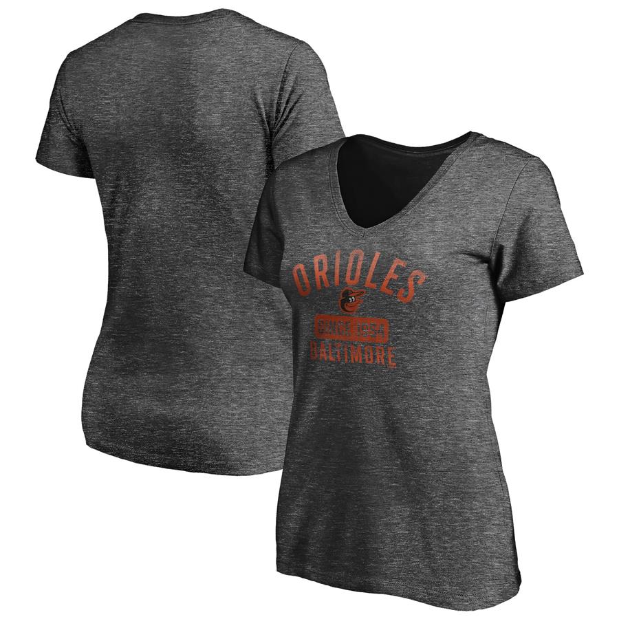 Baltimore Orioles Fanatics Branded Women's Old Time Favorite V-Neck T-Shirt - Heathered Charcoal