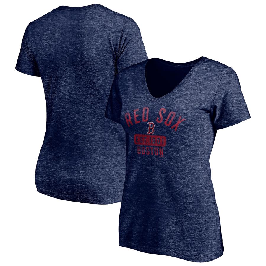 Boston Red Sox Fanatics Branded Women's Old Time Favorite V-Neck T-Shirt - Heathered Navy