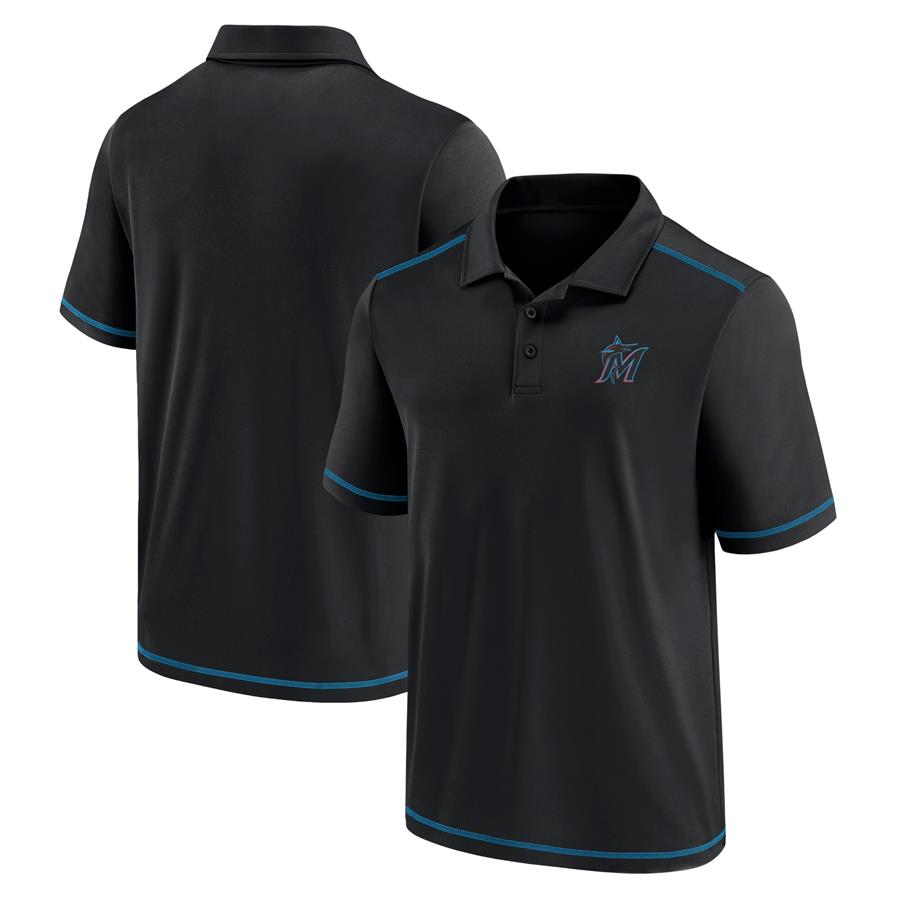 Miami Marlins Fanatics Branded Primary Team Logo Polo - Black