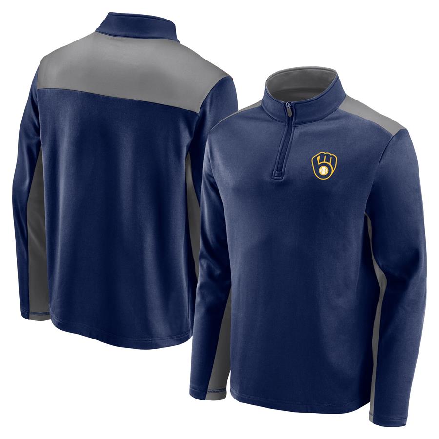 Milwaukee Brewers Fanatics Branded Team Primary Logo Quarter-Zip Jacket - Navy