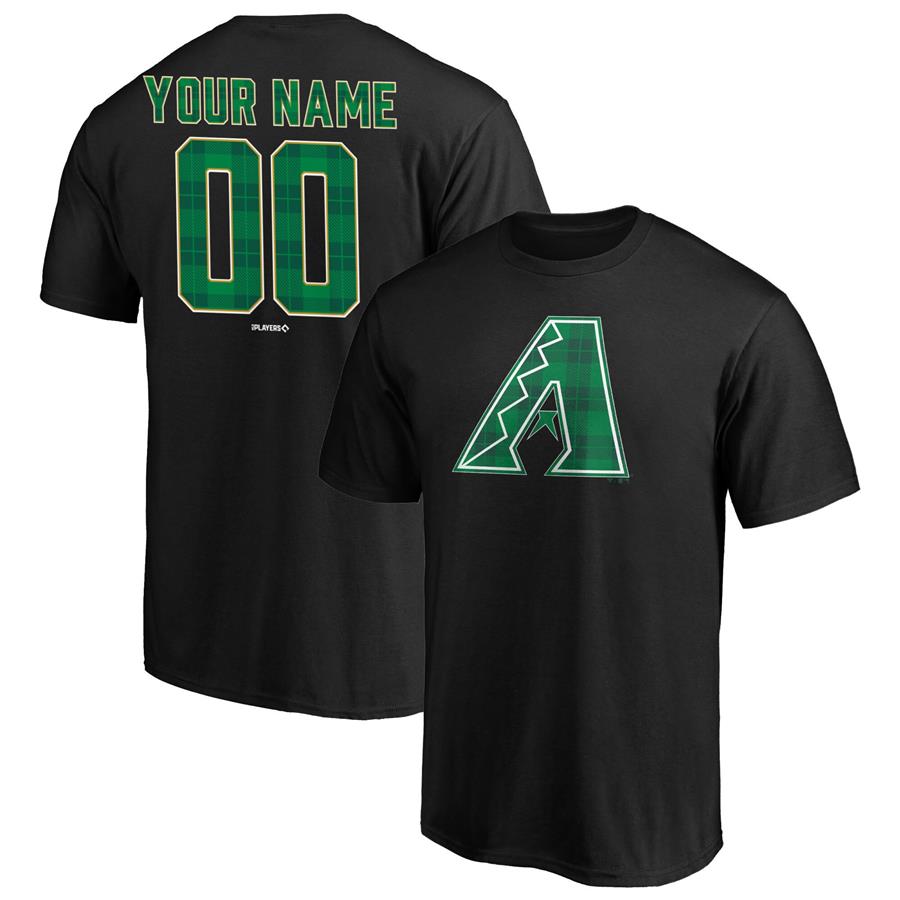 Arizona Diamondbacks Fanatics Branded Emerald Plaid Personalized Name & Number T-Shirt - Black