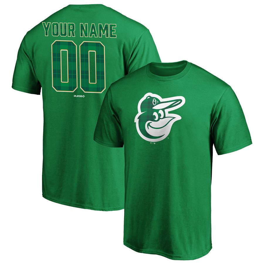 Baltimore Orioles Fanatics Branded Emerald Plaid Personalized Name & Number T-Shirt - Green