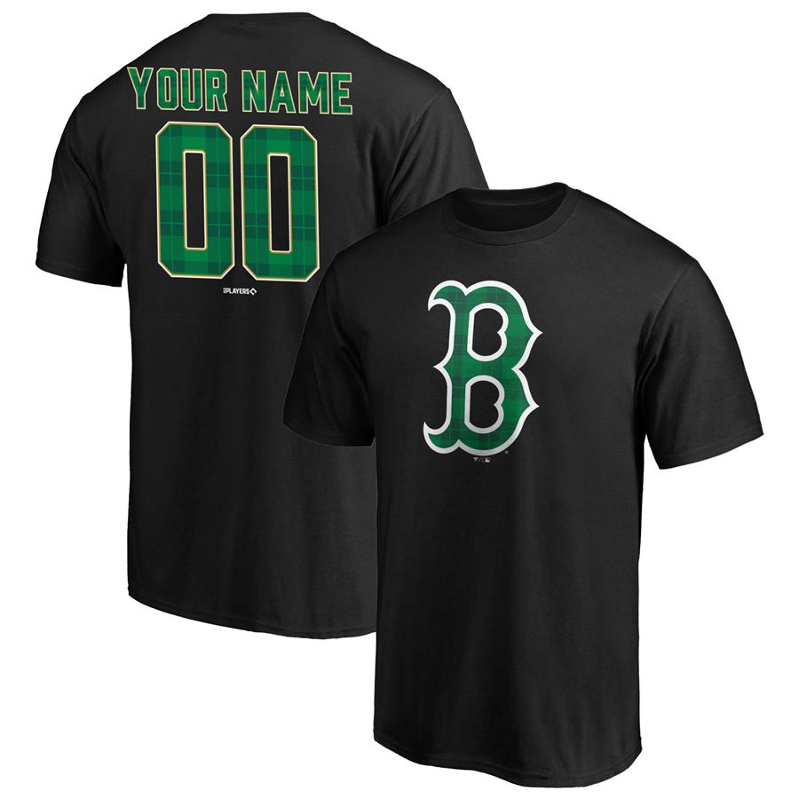 Boston Red Sox Fanatics Branded Emerald Plaid Personalized Name & Number T-Shirt - Black