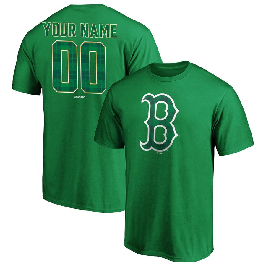 Boston Red Sox Fanatics Branded Emerald Plaid Personalized Name & Number T-Shirt - Green
