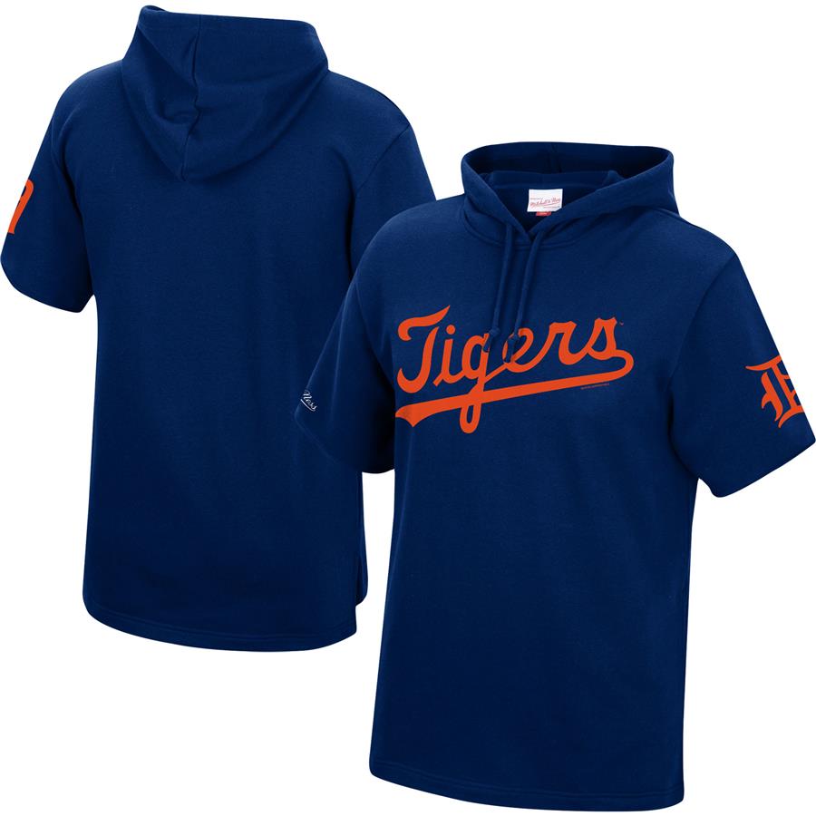Detroit Tigers Mitchell & Ness Cooperstown Collection Gameday Short Sleeve Pullover Hoodie - Navy
