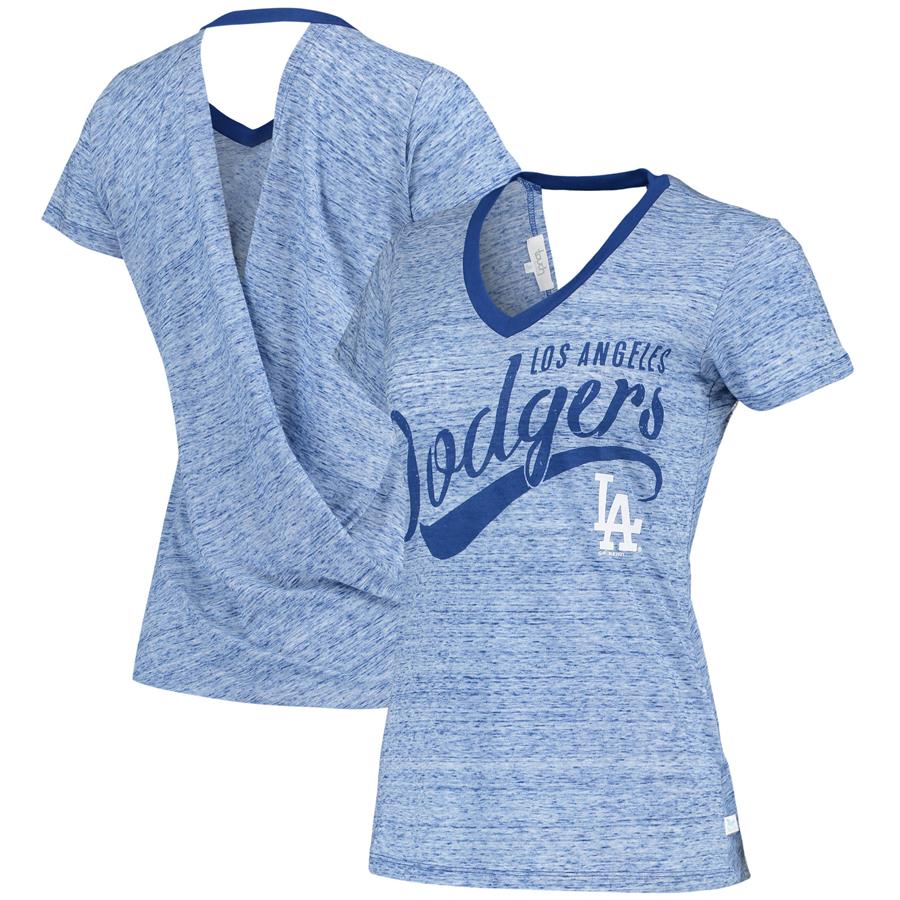 Los Angeles Dodgers Touch Women's Hail Mary V-Neck Back Wrap T-Shirt - Royal