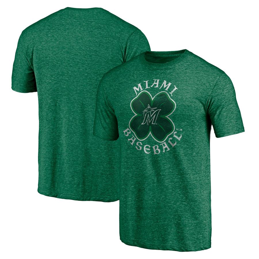Miami Marlins Fanatics Branded St. Patrick's Day Celtic Crew Tri-Blend T-Shirt - Green
