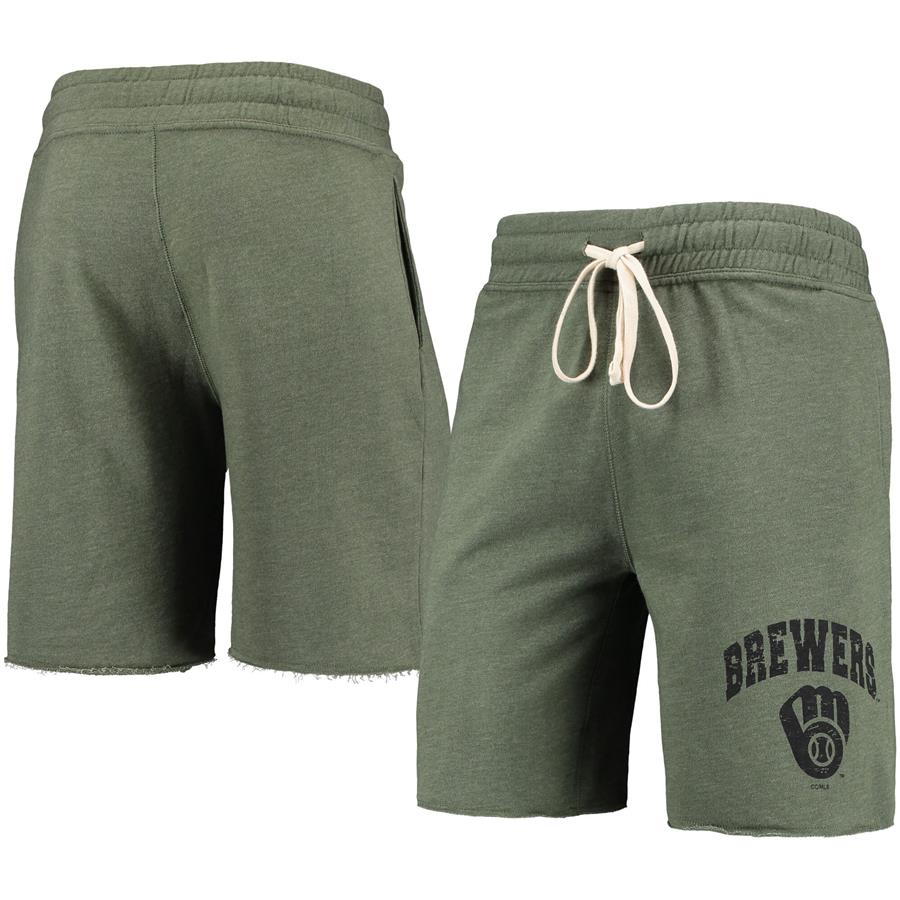Milwaukee Brewers Concepts Sport Mainstream Tri-Blend Shorts - Heathered Olive
