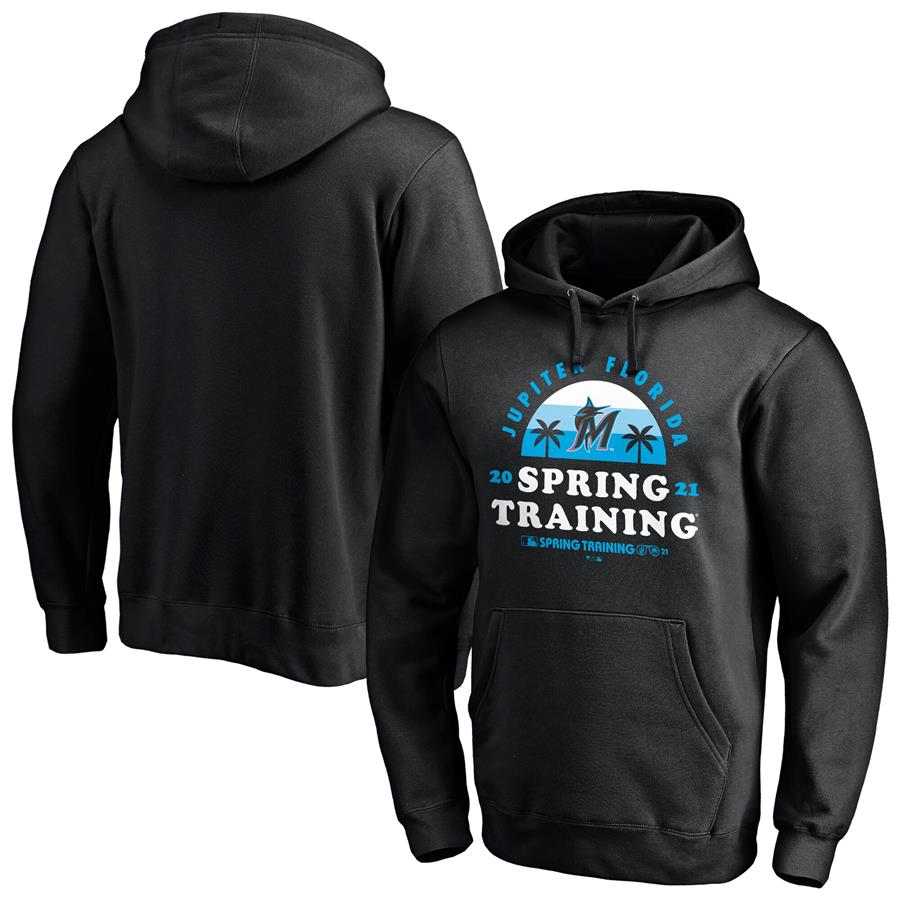 Miami Marlins Fanatics Branded 2021 Spring Training Upper Decker Pullover Hoodie - Black