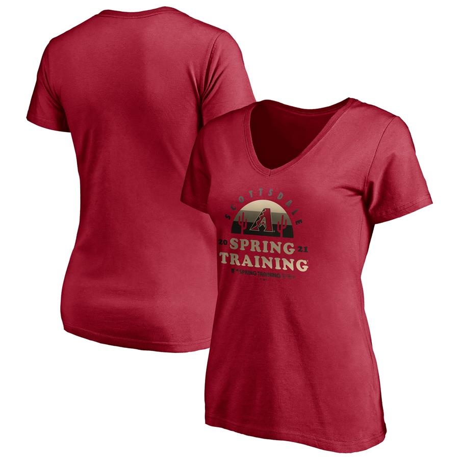 Arizona Diamondbacks Fanatics Branded Women's 2021 Spring Training Upper Deck V-Neck T-Shirt - Cardinal