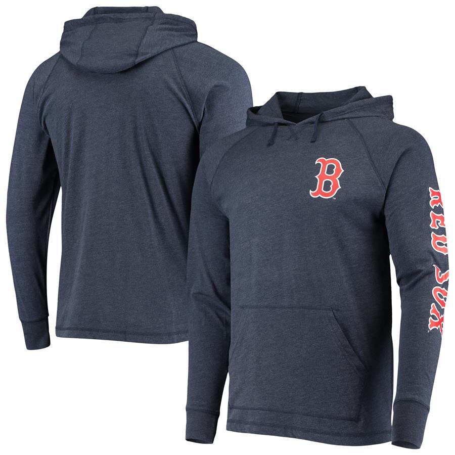Boston Red Sox Stitches Hit Raglan Pullover Hoodie - Heathered Navy
