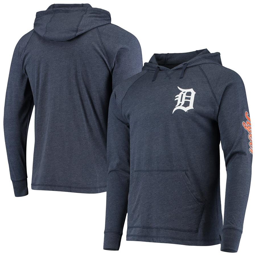 Detroit Tigers Stitches Hit Raglan Pullover Hoodie - Heathered Navy