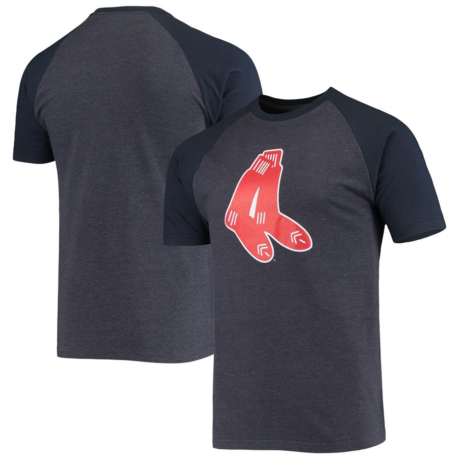 Boston Red Sox Stitches Raglan T-Shirt - Heathered Navy