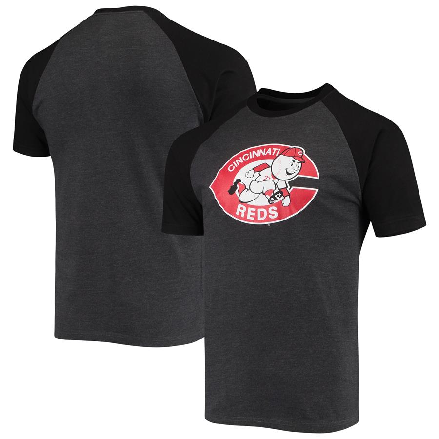 Cincinnati Reds Stitches Raglan T-Shirt - Heathered Black