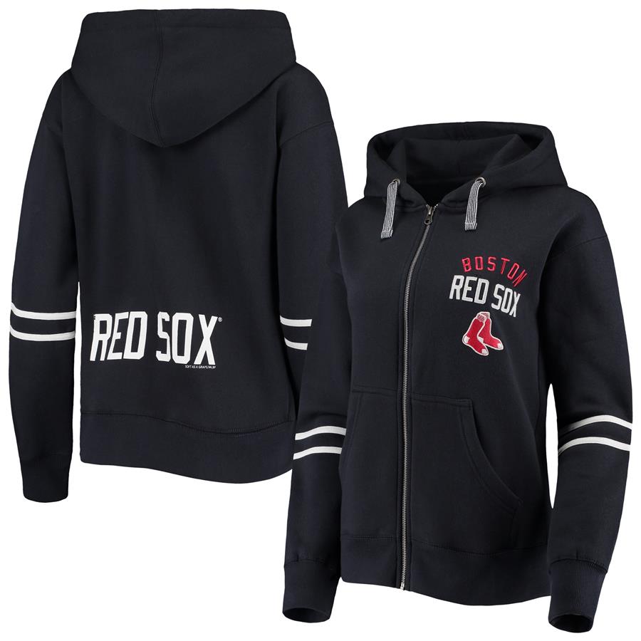 Boston Red Sox Soft as a Grape Women's Full-Zip Hoodie Jacket - Navy