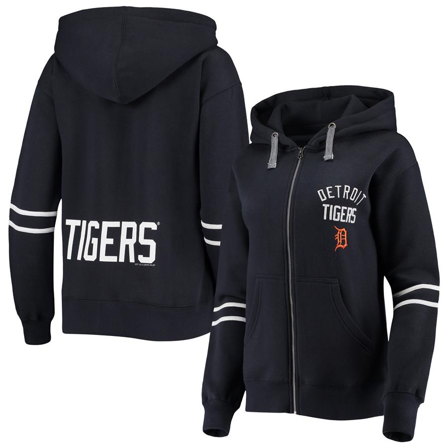 Detroit Tigers Soft as a Grape Women's Full-Zip Hoodie Jacket - Navy
